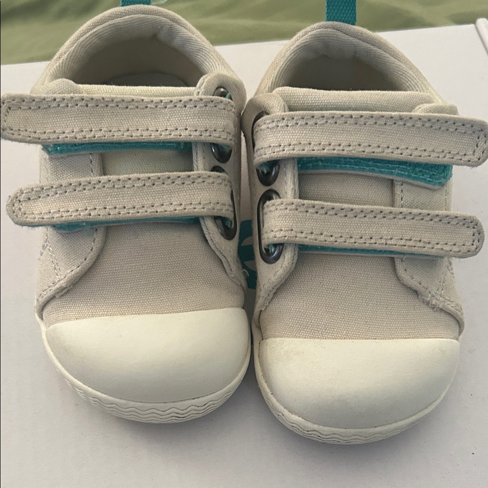 Ten Little Walker Shoes Kids Beige and Teal Shoes
